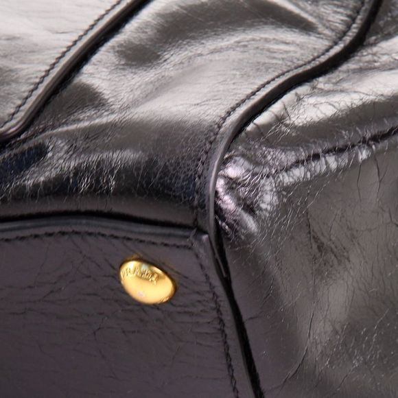 Prada Front Pocket Wing Convertible Tote Glazed Leather Black - Picture 8 of 10